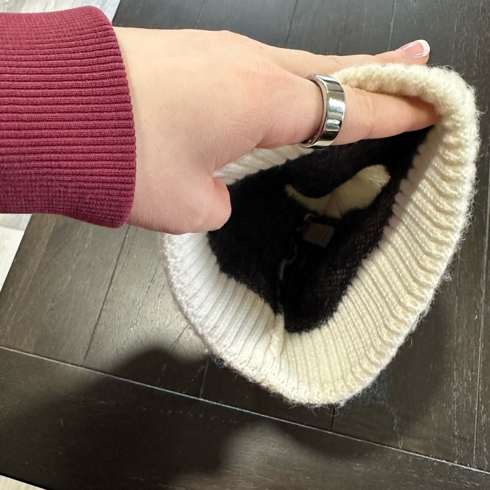 C.C Black and White Leopard Print Hat with Pom Pom - Picture 3 of 3